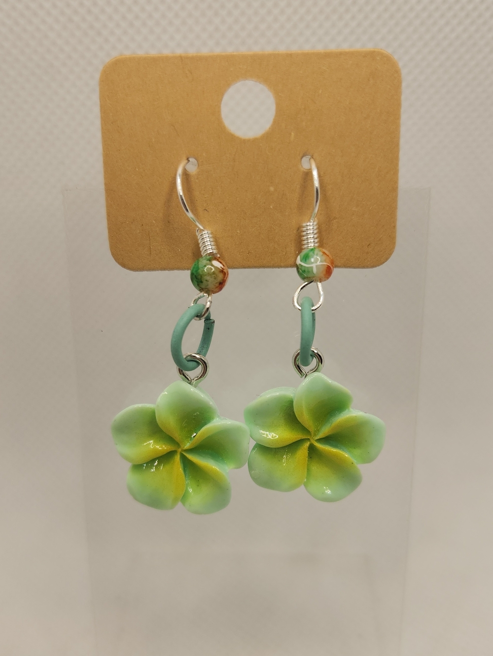 Green Small Plumera Dangle Earrings